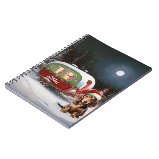 Winter Dachshund Caravan Kerstavontuur Notitieboek (Linkerzijde)