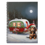 Winter Dachshund Caravan Kerstavontuur Notitieboek (Voorkant)