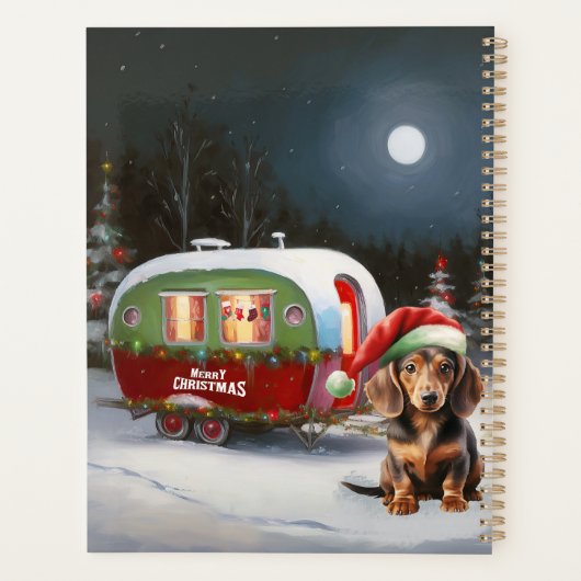 Winter Dachshund Caravan Kerstavontuur Planner (Achterkant)