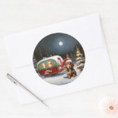 Winter Dachshund Caravan Kerstavontuur Ronde Sticker (Envelop)