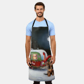 Winter Dachshund Caravan Kerstavontuur Schort (Gedragen)