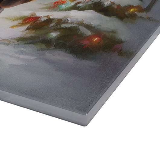 Winter Dachshund Caravan Kerstavontuur Snijplank (Hoek)