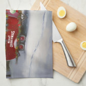 Winter Dachshund Caravan Kerstavontuur Theedoek (Quarter Fold)