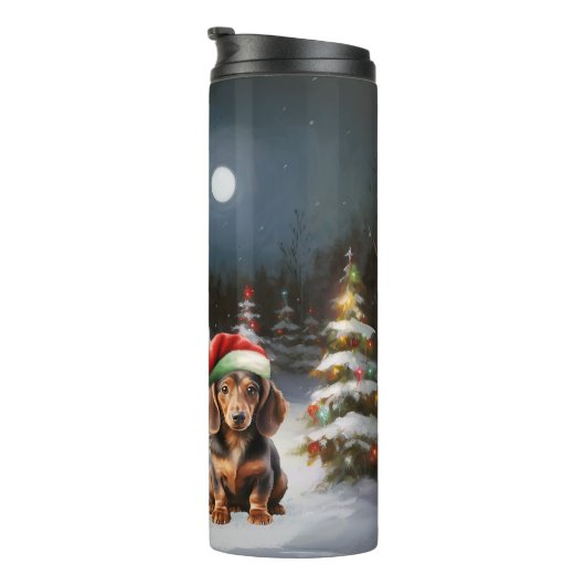 Winter Dachshund Caravan Kerstavontuur Thermosbeker (Geroteerd rechts)