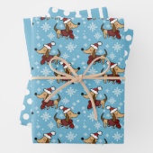 Winter Dachshund Dog Wrapping Paper Set van 3 (In situ)