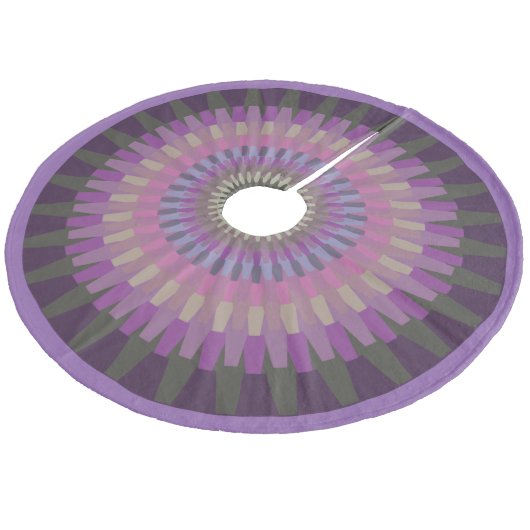 Winter Dahlia in warme Paarse avondkleuren Fleece Kerstboom Rok (Gekanteld)