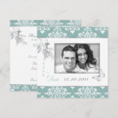 Winter Damask SD Uitnodiging Vierkant (Voorkant / Achterkant)