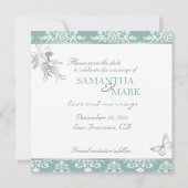 Winter Damask SD Uitnodiging Vierkant (Achterkant)