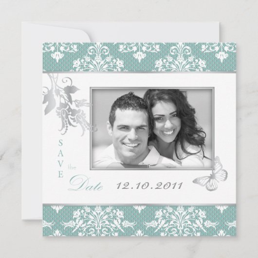 Winter Damask SD Uitnodiging Vierkant (Voorkant)