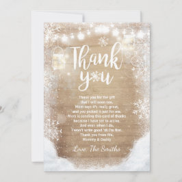 Winter Dank je baby shower Sneeuwhout Rustige Bedankkaart