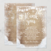 Winter Dank je baby shower Sneeuwhout Rustige Bedankkaart (Voorkant / Achterkant)