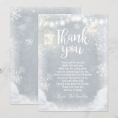 Winter Dank je baby shower Snow Wood Gray Bedankkaart (Voorkant / Achterkant)