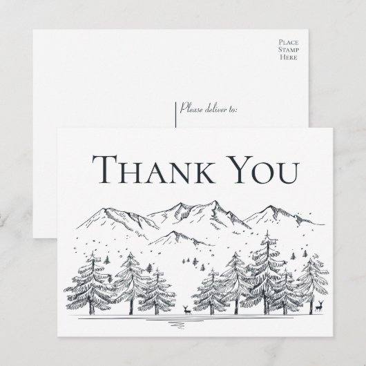 Winter Dank u bergen bruiloft Vrijgezellenfeest Briefkaart (Voorkant / Achterkant)