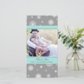 Winter Dank u bruiloft Fotokaart grijs blauw Bedankkaart (Staand voorkant)