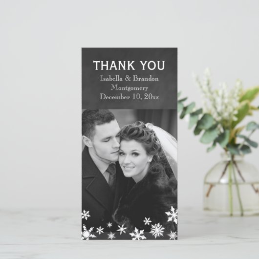 Winter Dank u Kaarttijd om Champagne te Drinken Bedankkaart (Staand voorkant)