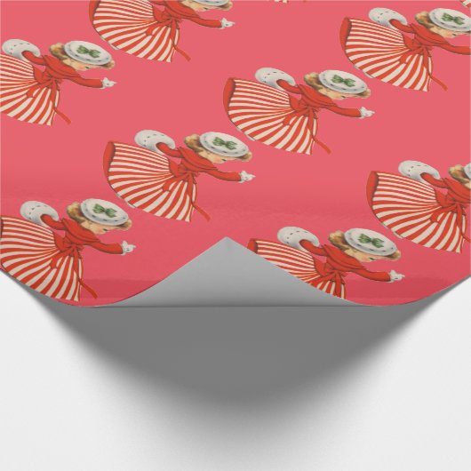 Winter Dansend Girl in rood en wit Cadeaupapier (Hoek)