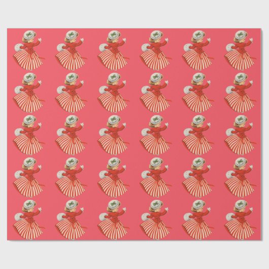 Winter Dansend Girl in rood en wit Cadeaupapier (Vlak)