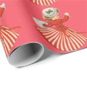 Winter Dansend Girl in rood en wit Cadeaupapier (Rol Hoek)