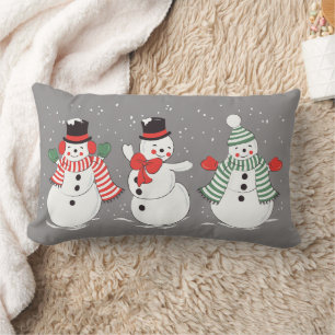  Winter Dansend Snowmen Gray Kussen