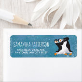 Winter Dansende Penguins Return Address Label (Insitu)