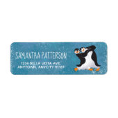 Winter Dansende Penguins Return Address Label (Voorkant)