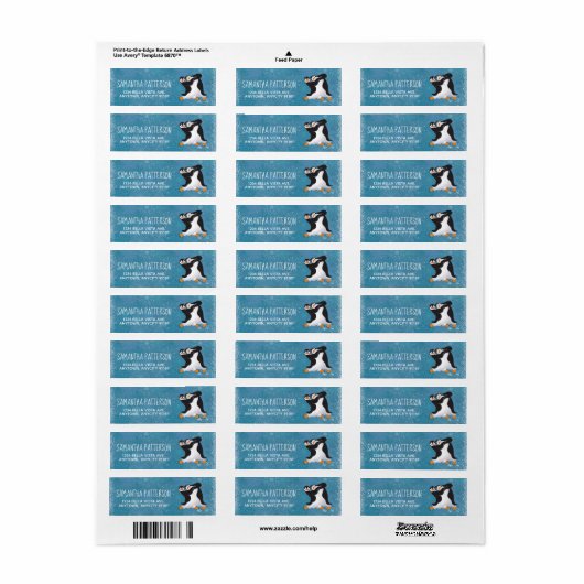Winter Dansende Penguins Return Address Label (Full Sheet)