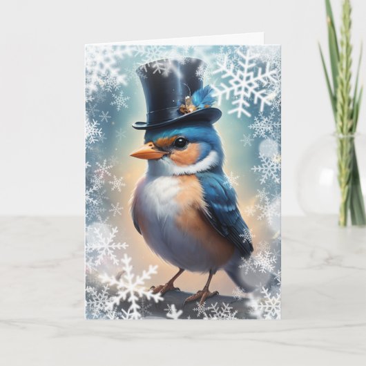 Winter Dapper Vogel Feestdagen Kaart (Voorkant)