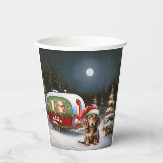 Winter Dasborst Caravaan Kerstmis Avontuur Papieren Bekers (Voorkant)