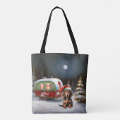 Winter Dasborst Caravan Kerst Avontuur  Tote Bag (Achterkant)