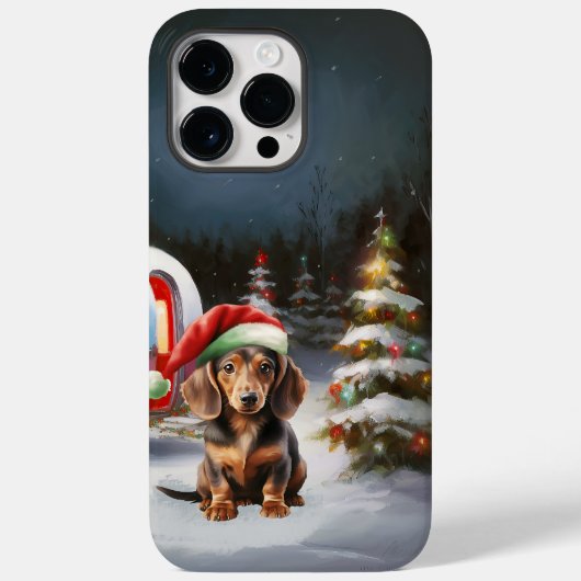 Winter Daschund Caravaan Kerstmis Avontuur Case-Mate iPhone Case (Achterkant)