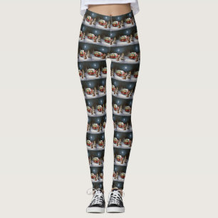 Winter Daschund Karavaan Kerstmis Avontuur Leggings