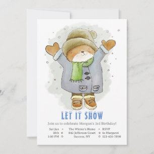 Winter Day Birthday Party Invitation Kaart
