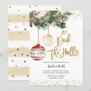 Winter Decaan the Halls Bridal Shower Invitation Kaart