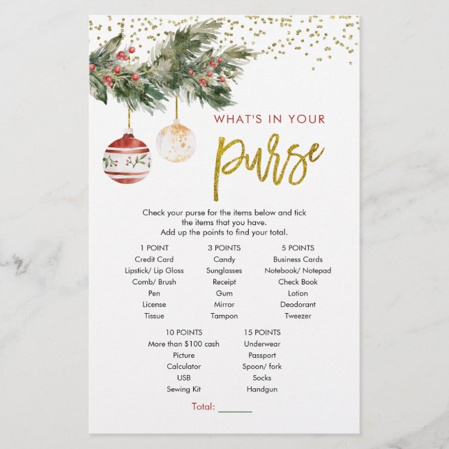 Winter Deck de Hallen Vrijgezellenfeest Purse Game (Voorkant)