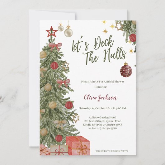 Winter Deck the Halls Bridal Shower Invitation Kaart (Voorkant)