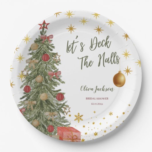 Winter Deck the Halls Bridal Shower Invitation Papieren Bordje (Voorkant)