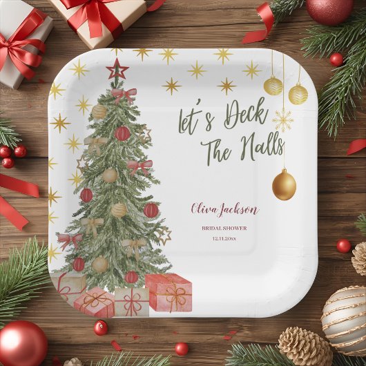 Winter Deck the Halls Bridal Shower Invitation Papieren Bordje