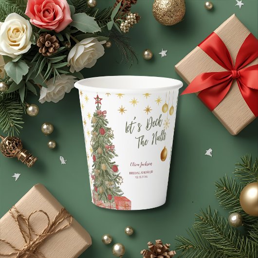 Winter Deck the Halls Bruidsfeest Uitnodiging Papieren Bekers