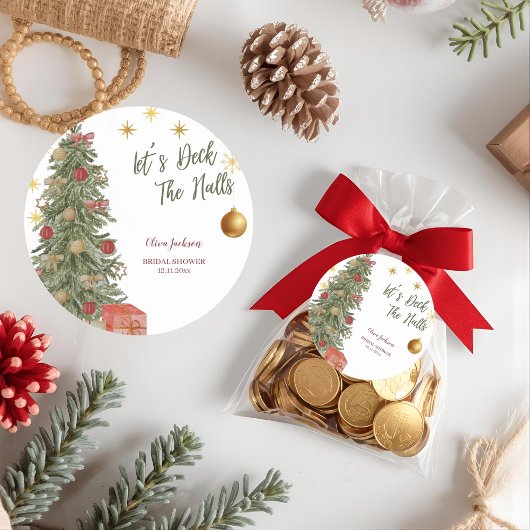 Winter Deck the Halls Bruidsfeest Uitnodiging Ronde Sticker