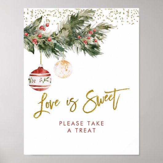 Winter Deck the Halls Bruiloft Love is Sweet Poster (Voorkant)