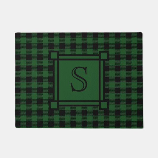Winter Decor Groene Buffel Geplaatst Custom Monogr Deurmat (Voorkant)