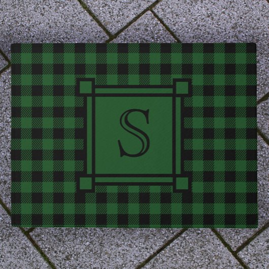 Winter Decor Groene Buffel Geplaatst Custom Monogr Deurmat
