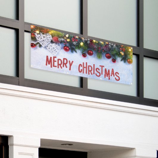 Winter Decor Ornamenten Vrolijk Kerstfeest Outdoor Spandoek (Buitenkant Gebouw)