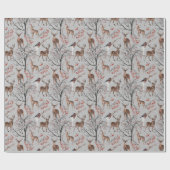 Winter Deer and Birds Wrapping Paper Cadeaupapier (Vlak)