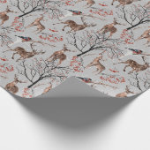 Winter Deer and Birds Wrapping Paper Cadeaupapier (Hoek)