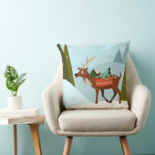 Winter deer and elf in snow Christmas tale fun art Kussen (Stoel)