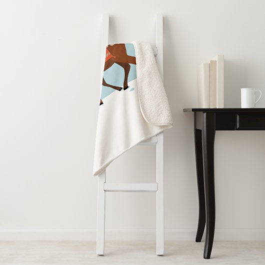 Winter deer and elf in snow Christmas tale fun art Sherpa Deken (In situ)