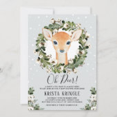 Winter Deer Baby shower Greenery Wreath Snowflakes Kaart (Voorkant)