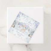 Winter Deer Blue Snowflake Baby shower Bedankjes Labels (In situ)