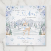 Winter Deer Blue Snowflake Baby shower Bedankjes Labels (Achterkant)